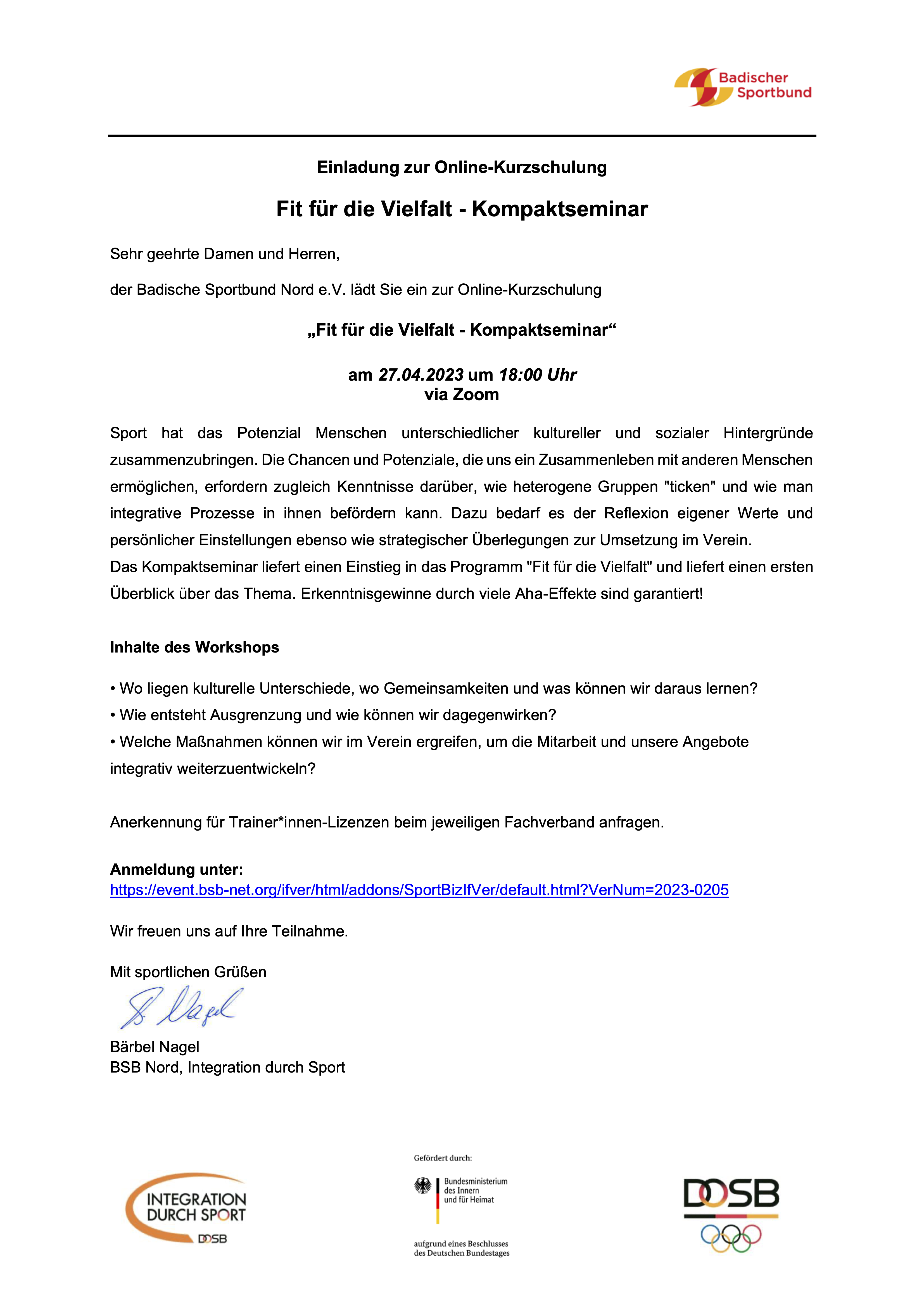 Einladung zur Online-Kurzschulung