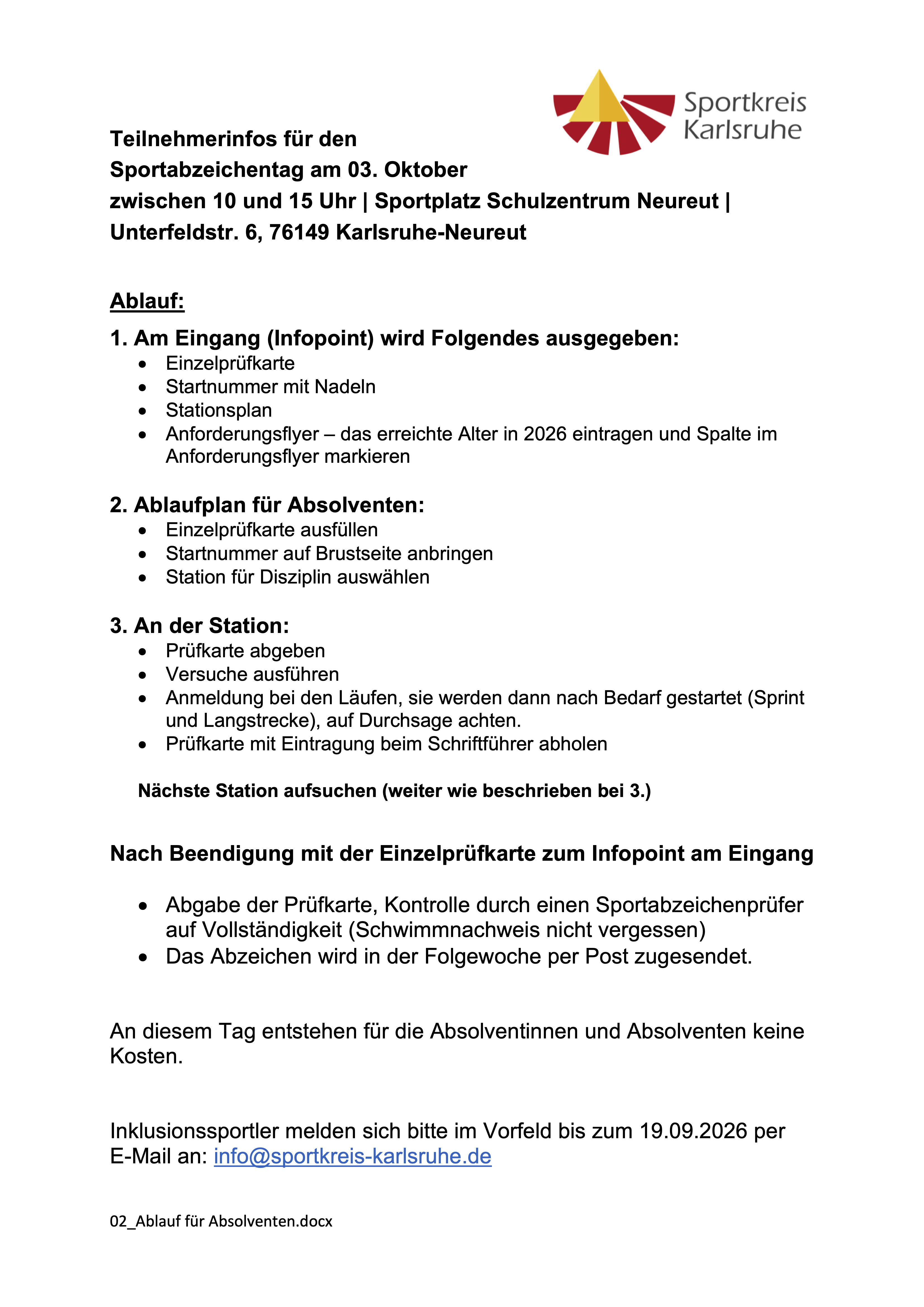 Einladung zum Sportabzeichentag